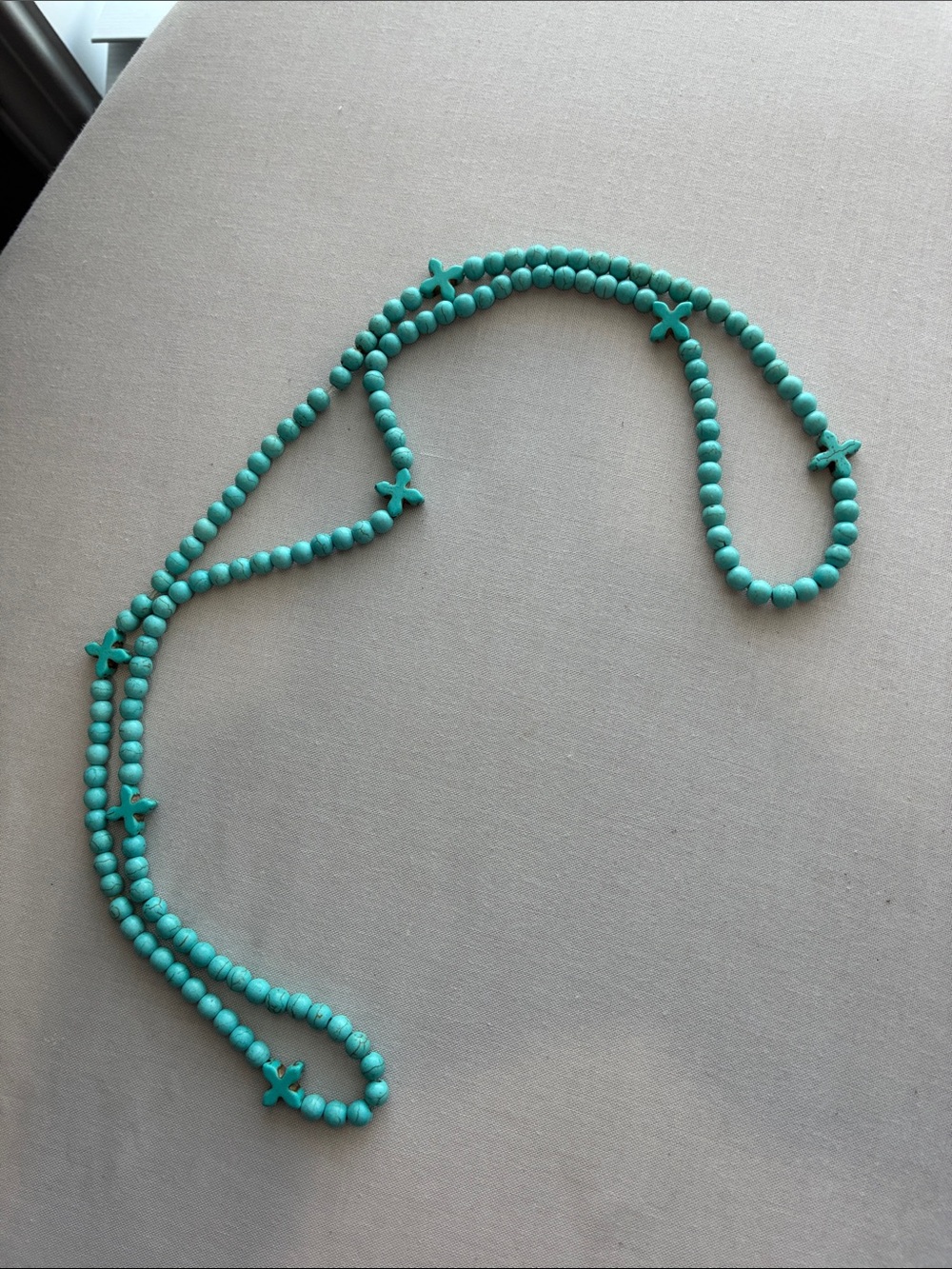 Turquoise Beaded Cross Necklace - Women Jewelry